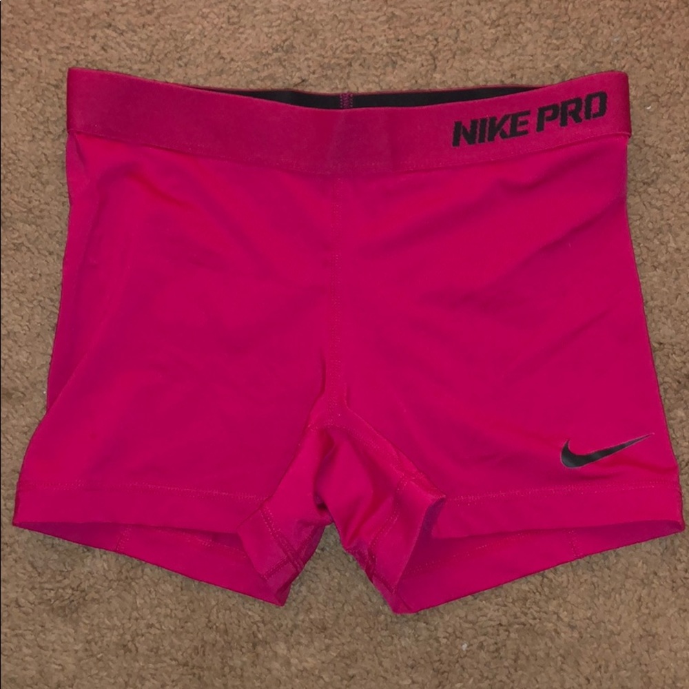 Hot pink nike pro workout shorts